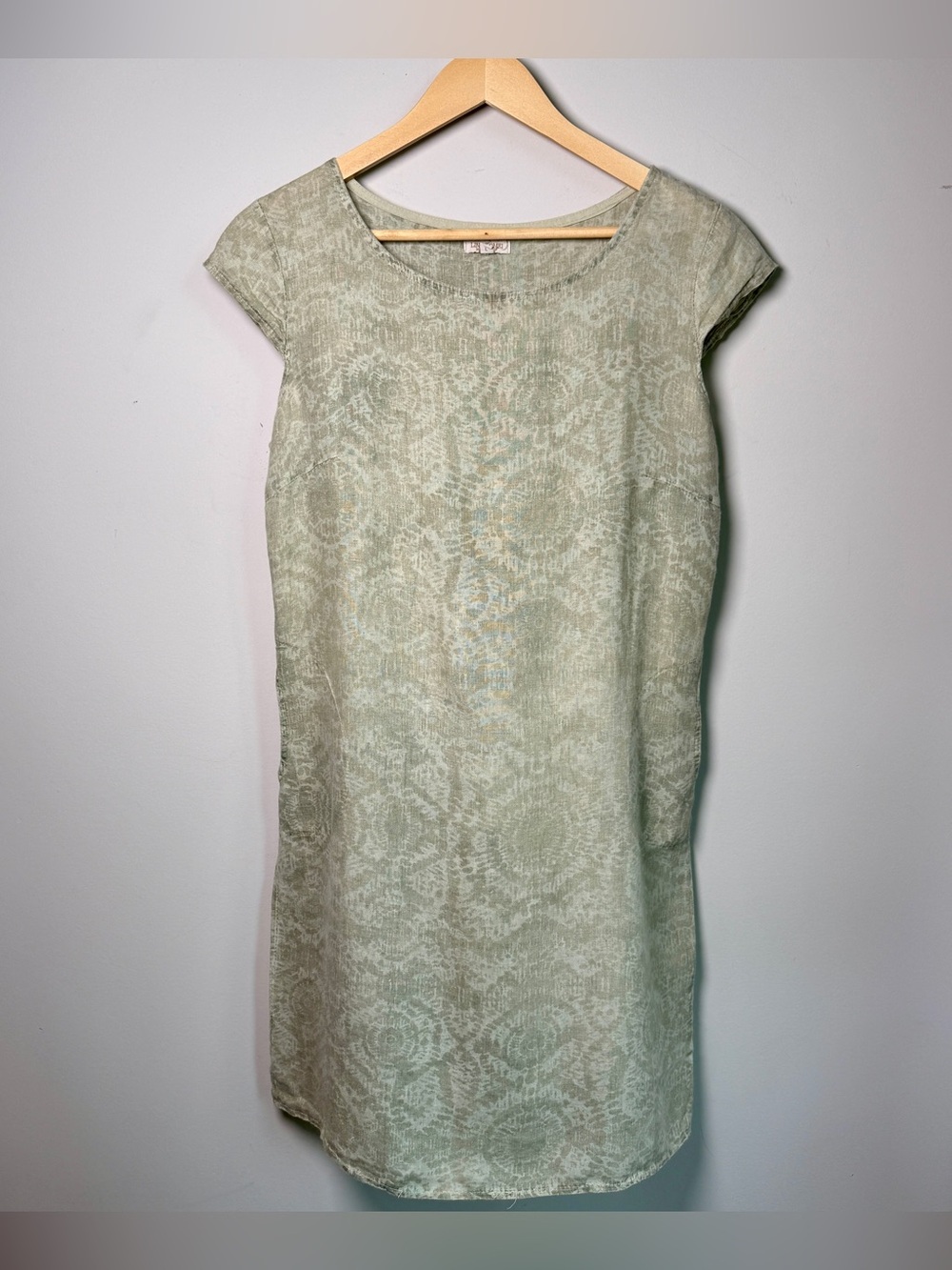 Lina Tomei Linen Dress | Sage Green | Cap Sleeve | Italian Coastal Resort Vacay